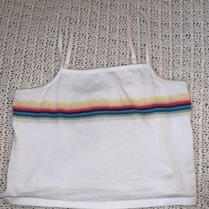 White cropped tank top with stripes on it